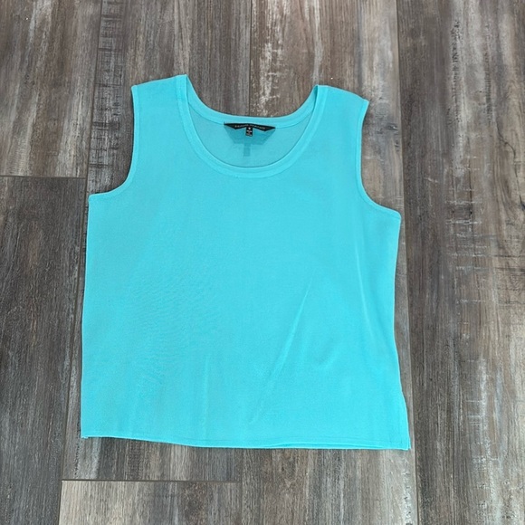 Ming Wang Scoop Neck Knit Tank Top Aqua Blue Small - Picture 3 of 6